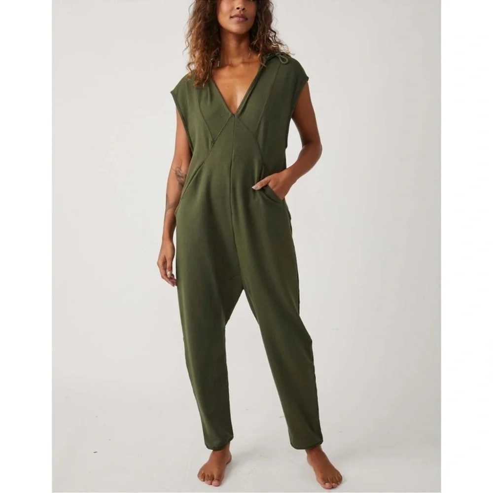 Free People FP Movement Nothing But Sweats One Piece Hooded Jumpsuit